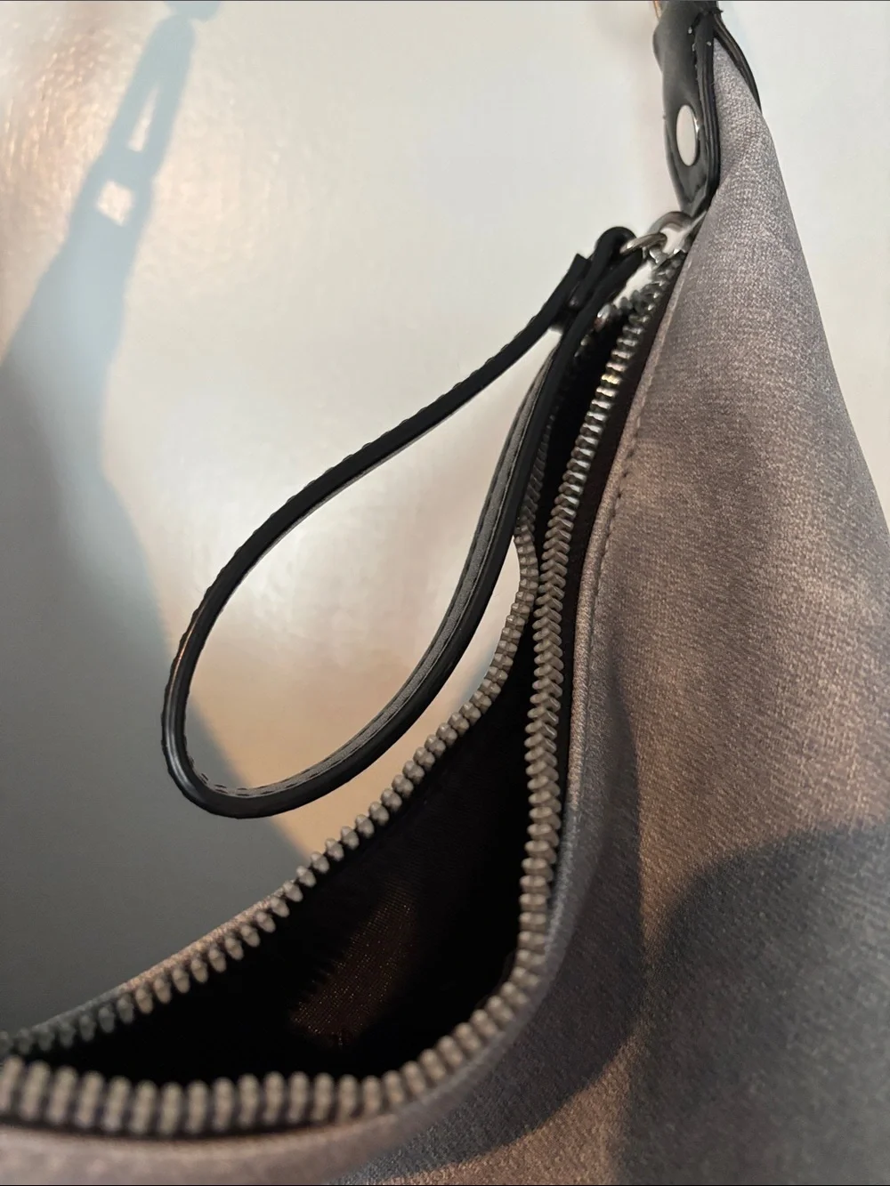 Calvin Klein Two-Tone Gray and Navy Leather Hobo